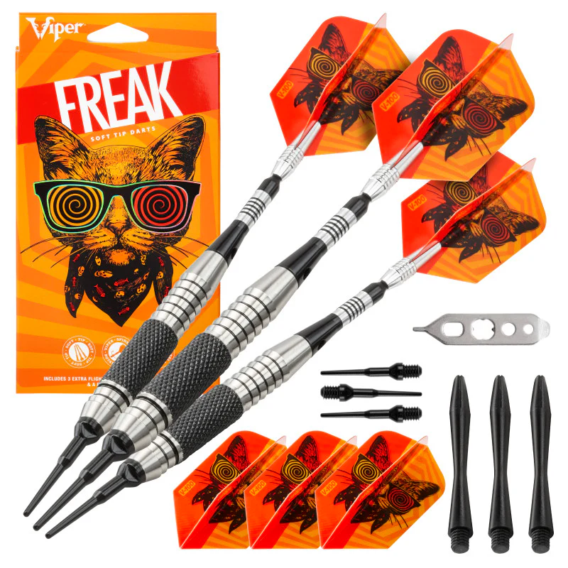 Viper The Freak Soft Tip Darts Knurled and Grooved Barrel 18 Grams and Casemaster Deluxe Pink Nylon Dart Case - Image 2