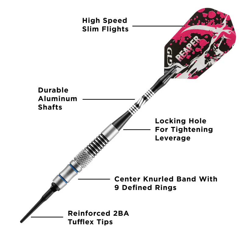Viper Grim Reaper 80% Tungsten Soft Tip Darts Blue Rings - Image 2