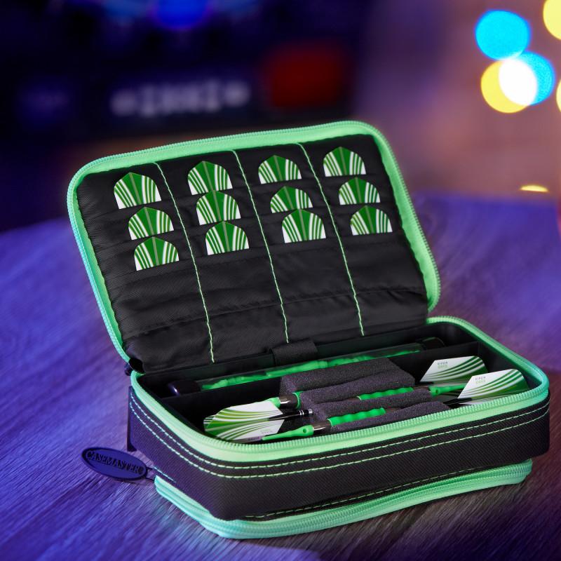 Casemaster Plazma Plus Dart Case Black with Green Trim and Phone Pocket - Image 8