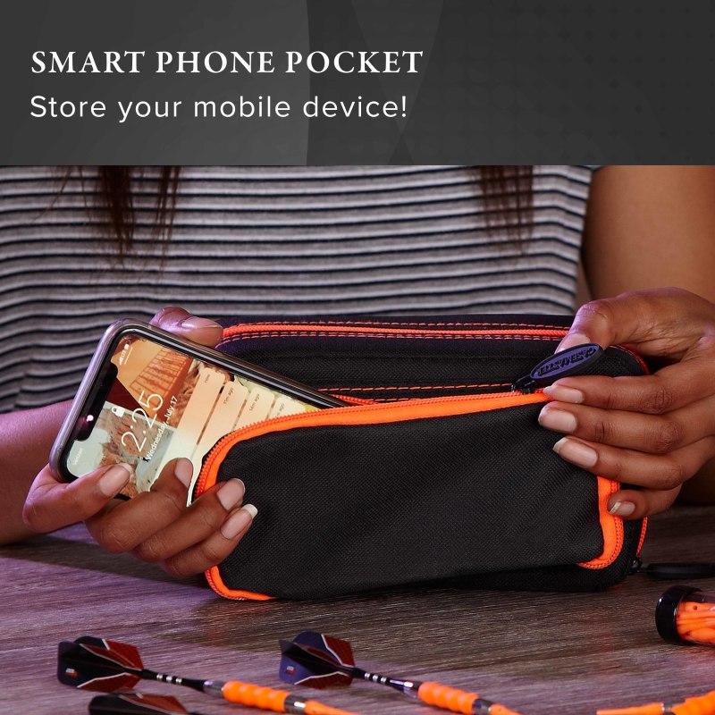 Casemaster Plazma Pro Dart Case Black with Orange Trim and Phone Pocket - Image 6