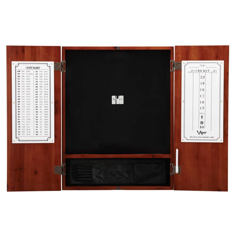 Viper Razorback Sisal Dartboard, Viper Underground Raven Steel Tip Darts 25 Grams, Metropolitan Cinnamon Cabinet, Shadow Buster Dartboard Lights & "The Bull Starts Here" Throw Line Marker - Image 2