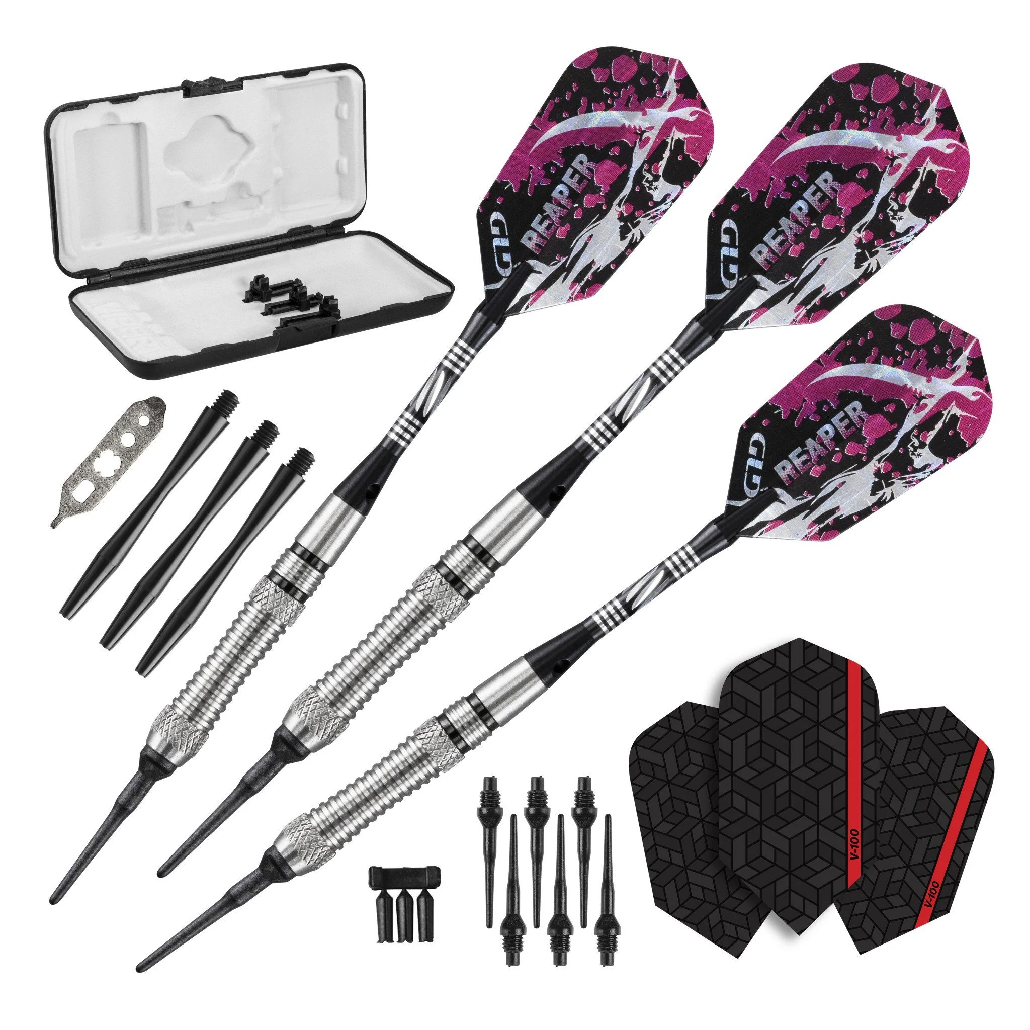 [OPEN BOX]  Viper Grim Reaper Darts 80% Tungsten Soft Tip Darts Grooved Barrel 18 Grams