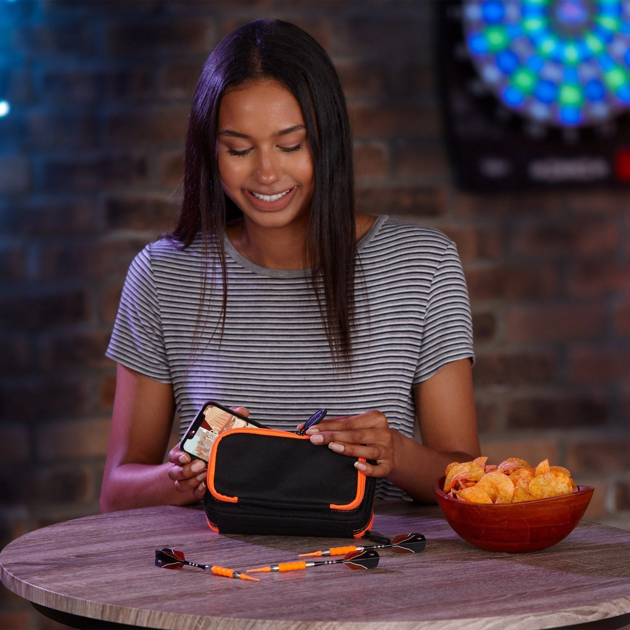 [OPEN BOX]  Casemaster Plazma Plus Dart Case Black with Orange Trim and Phone Pocket - Image 11