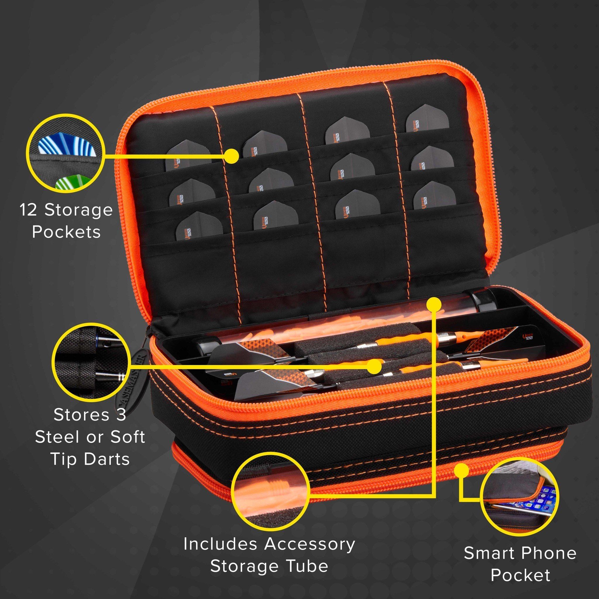 [OPEN BOX]  Casemaster Plazma Plus Dart Case Black with Orange Trim and Phone Pocket - Image 4