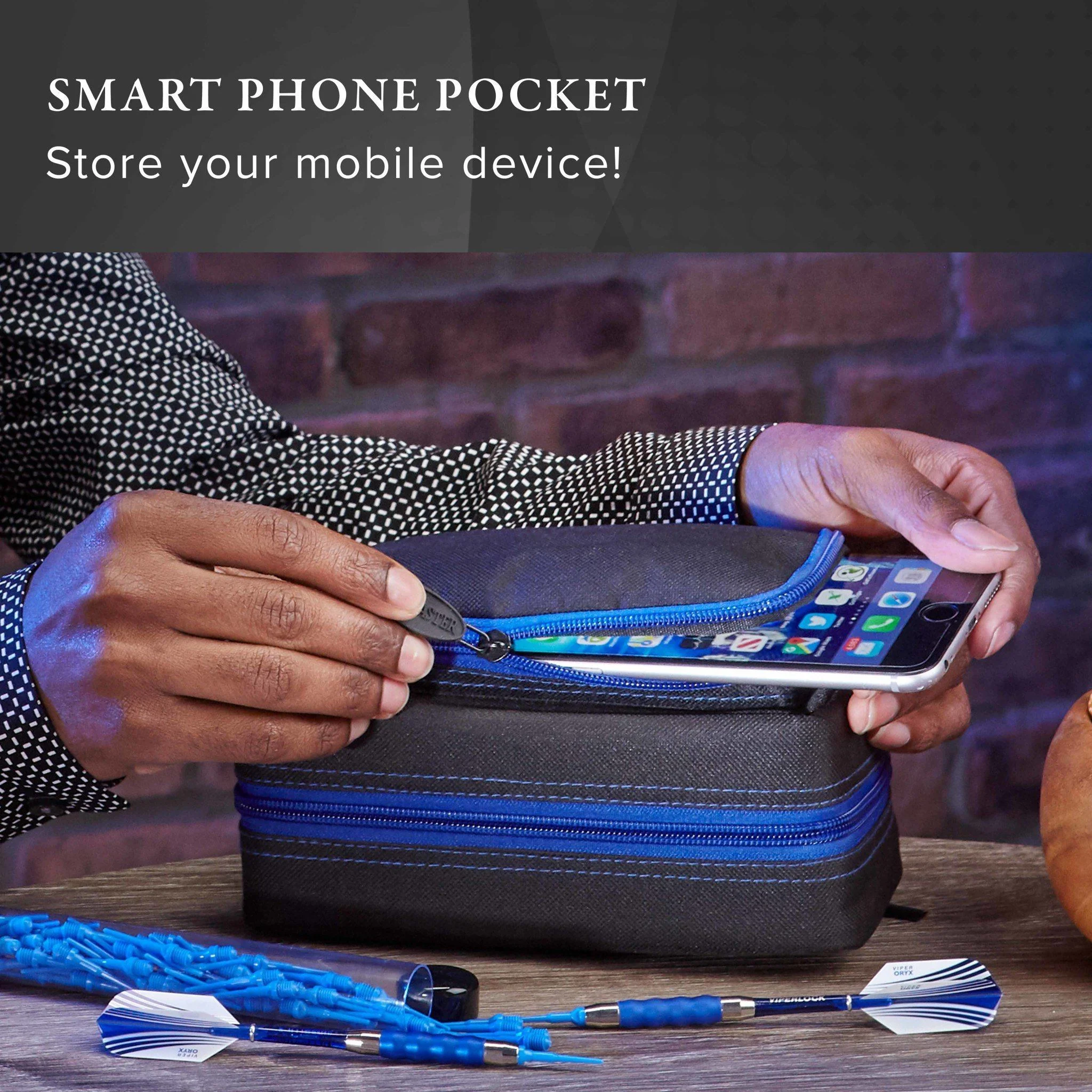 [OPEN BOX]  Casemaster Plazma Pro Dart Case Black with Sapphire Zipper and Phone Pocket - Image 7