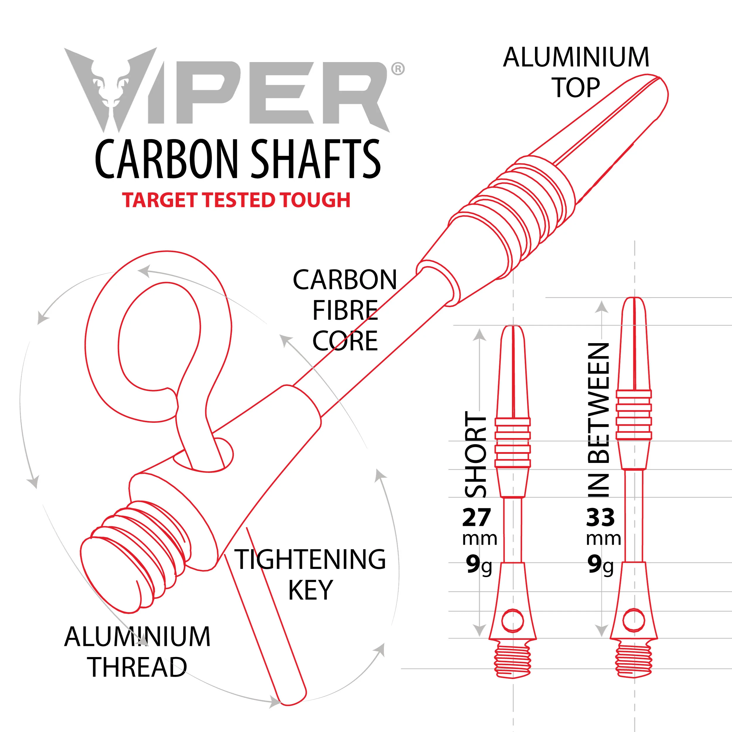 Viper Carbon Fiber Dart Shafts | InBetween | Black - Image 6